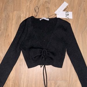 Zara long sleeve black top Small